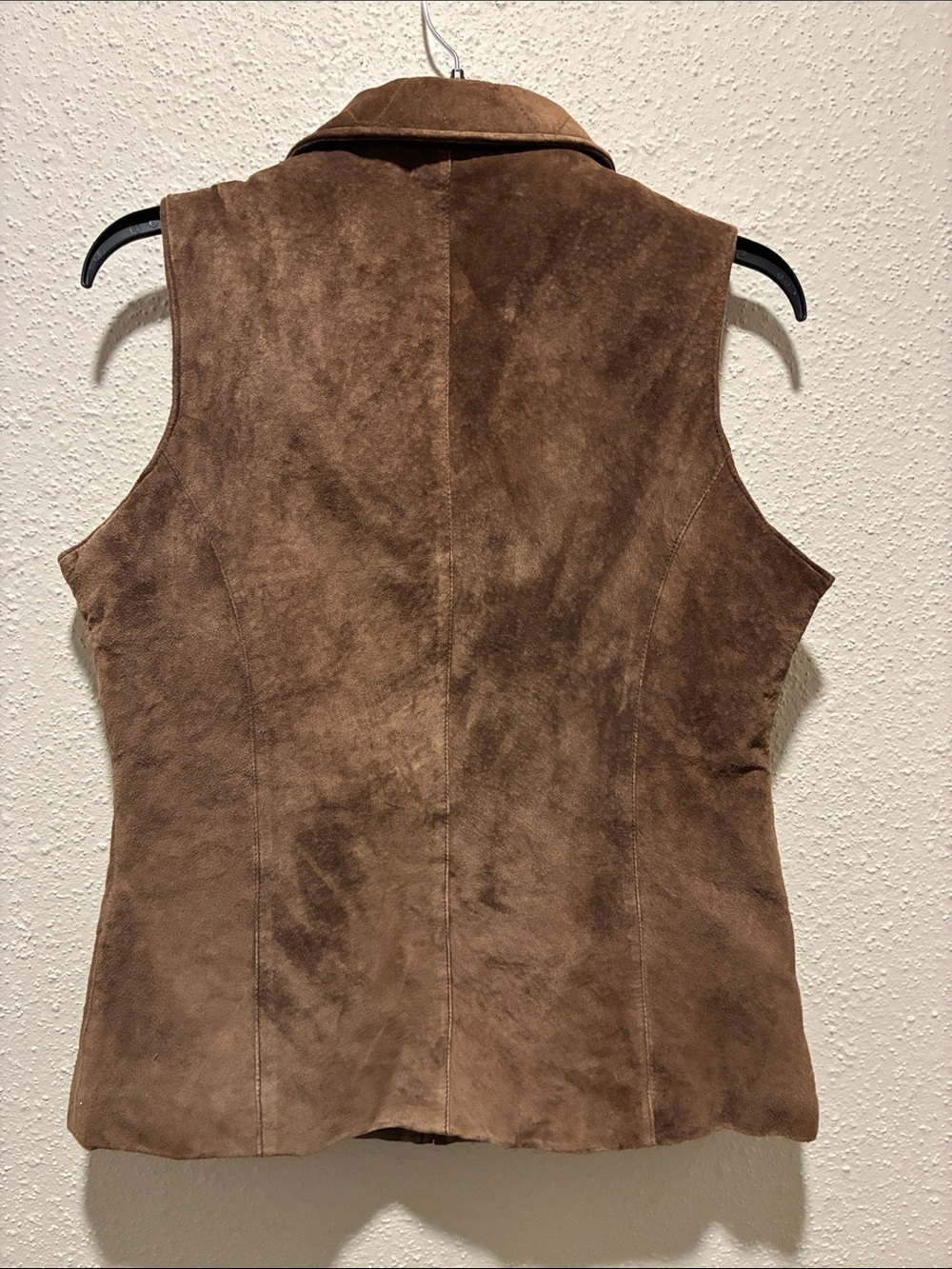 Orvis Brown Quilted Suede Zip-Front Vest - Picture 3 of 4